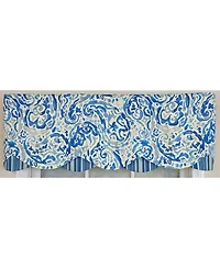 Rlf Home 100% Cotton Mystify Petticoat Fully lined Windows Rod Pocket Valance 50" x 15" Blue