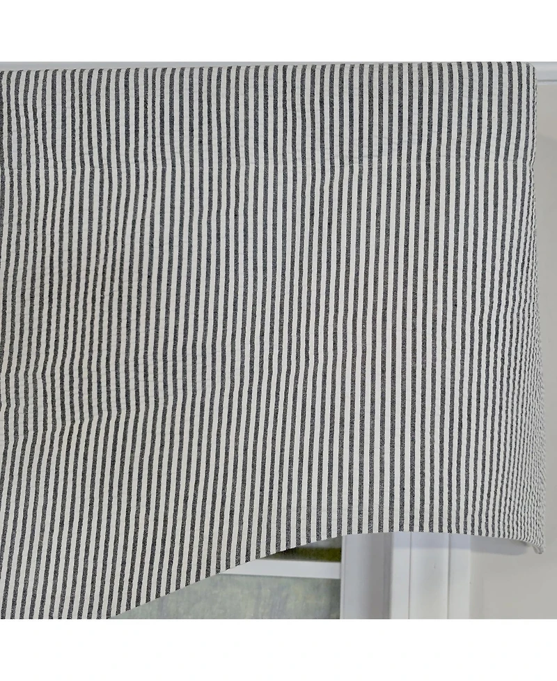 Rlf Home 100% Cotton Seersucker Regal With Poly/Cotton Ivory lining Rod Pocket Valance 50" x 16" Black