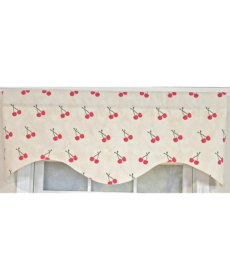 Rlf Home Cherry Dance Cornice Valance - 100% Cotton with Ivory Lining 50" x 17" Cream