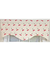 Rlf Home Cherry Dance Cornice Valance - 100% Cotton with Ivory Lining 50" x 17" Cream