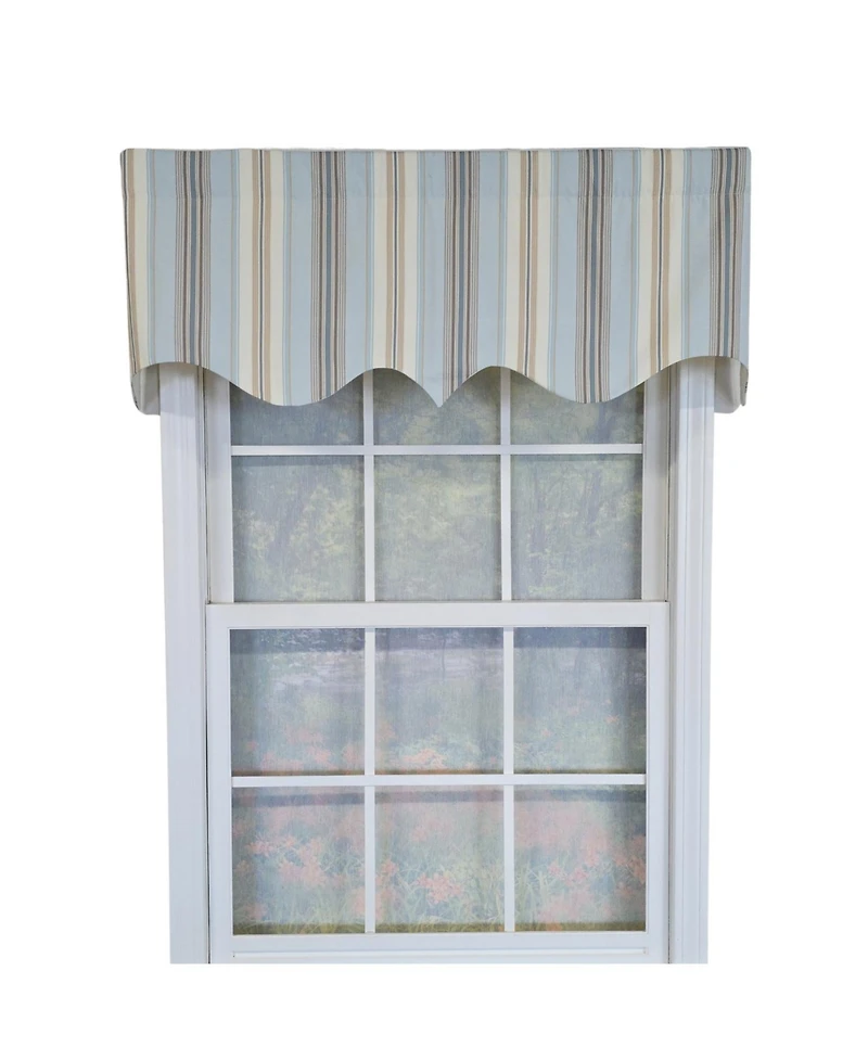 Rlf Home 100% Cotton Paris Stripe Regal Fully lined Windows Rod Pocket Valance 50" x 17" Blue
