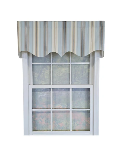 Rlf Home 100% Cotton Paris Stripe Regal Fully lined Windows Rod Pocket Valance 50" x 17" Blue