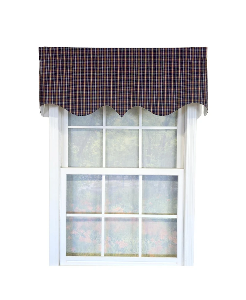 Rlf Home 100% Cotton Palermo Regal Fully lined Windows Rod Pocket Valance 50" x 17" Navy