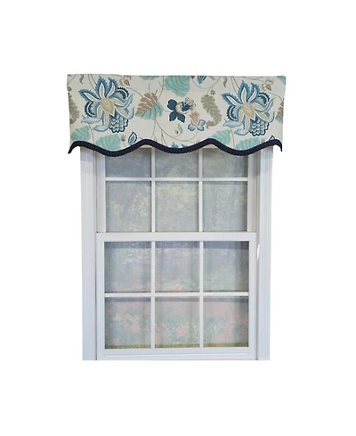 Rlf Home 100% Cotton Samanta Ruffled Provance Fully lined Windows Rod Pocket Valance 50" x 15" Blue