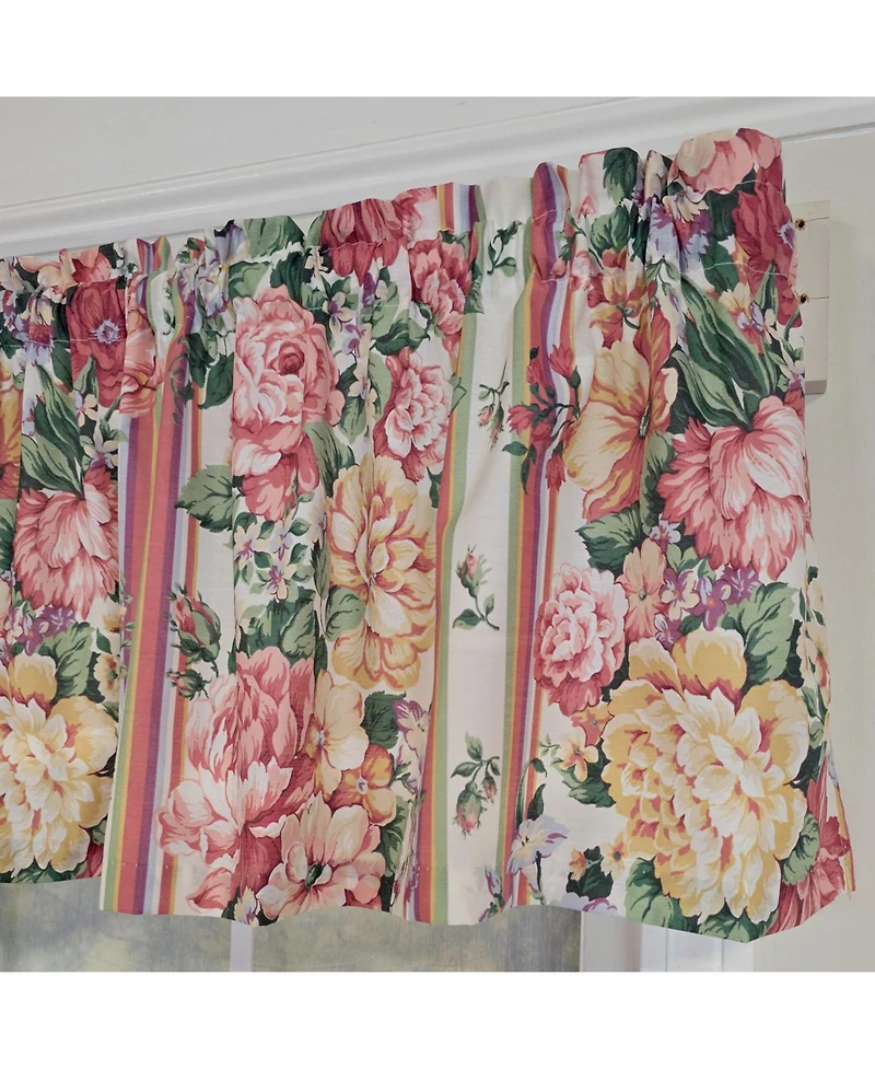 Rlf Home 100% Cotton Flower Lane Tailored Unlined Windows Rod Pocket Valance 68" x 13" Multi