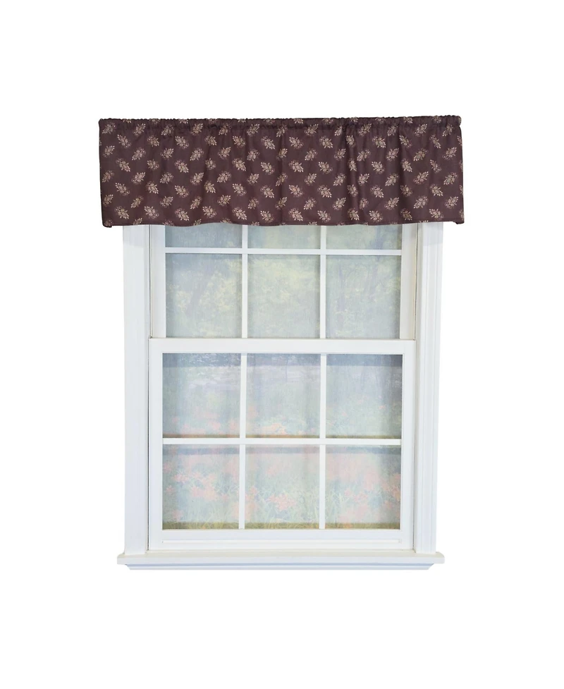 Rlf Home 100% Cotton Pine Cones Tailored Unlined Windows Rod Pocket Valance 51" x 12" Egg Plant