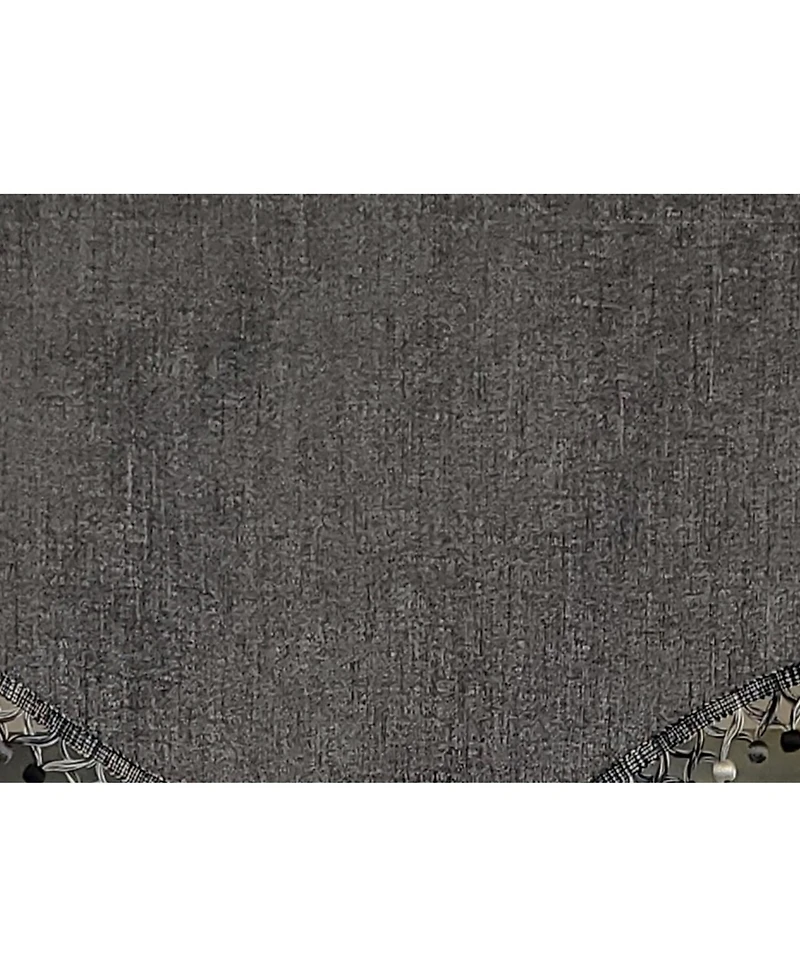 Rlf Home 3" Rod Pocket High Quality Fabric Jasper Cornice Valance with Tassel Trim for Windows 50" x 17" Charcoal