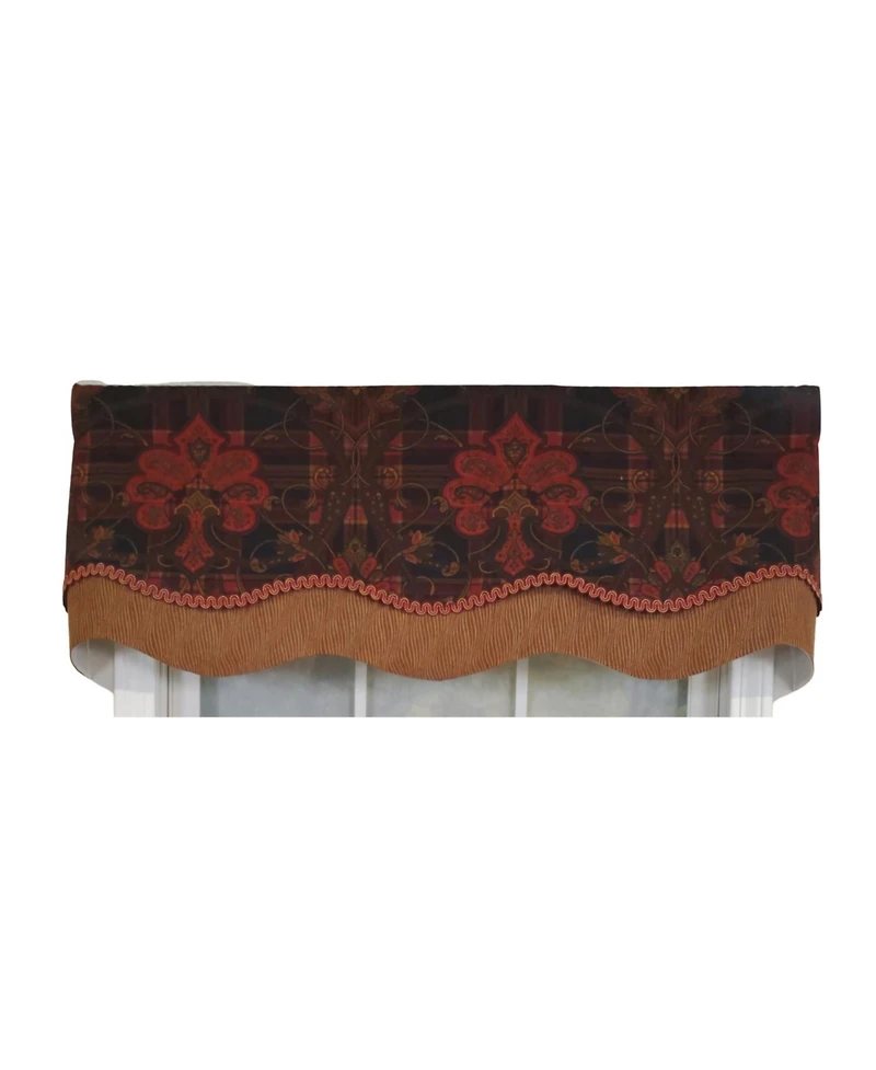 Rlf Home 3" Rod Pocket High Quality Fabric Espadas Glory Valance for Windows 50" x 16" Burgundy