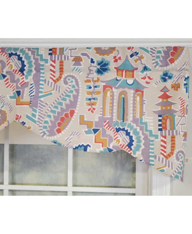 Rlf Home 3" Rod Pocket High Quality Fabric Tea House Stamford Valance for Windows 50" x 16" Multi