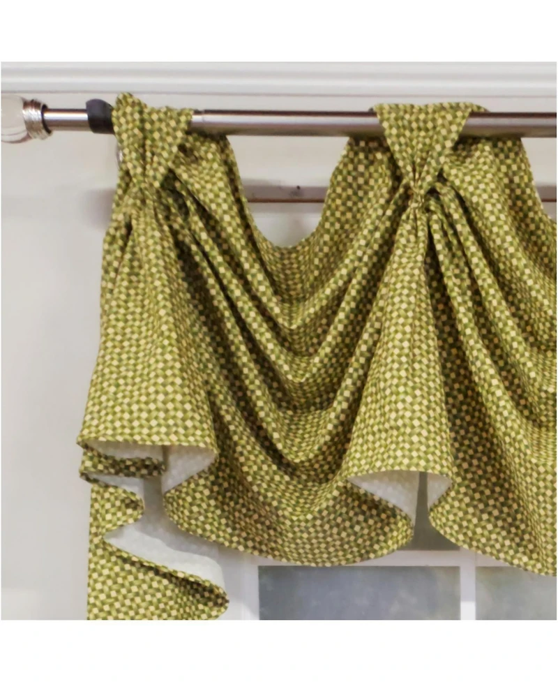 Rlf Home 4" Top Tab High Quality Fabric Trellis 3-Scoop Victory Swag for Windows 54" x 25" Sage