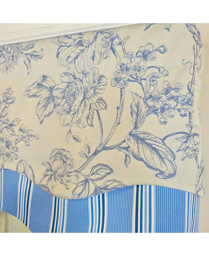 Rlf Home 100% Cotton Ashington Glory Fully lined Windows Rod Pocket Valance 50" x 16" Blue