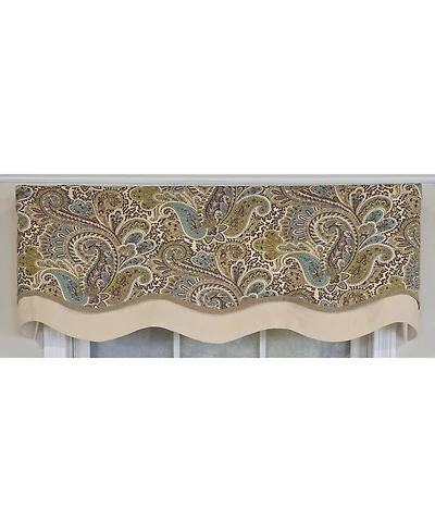 Rlf Home 100% Cotton Edenbridge Glory Fully lined Windows Rod Pocket Valance 50" x 16" Gray