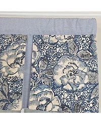 Rlf Home 100% Cotton Peony Ball Pleated Unlined Windows Rod Pocket Valance 50" x 17" Blue