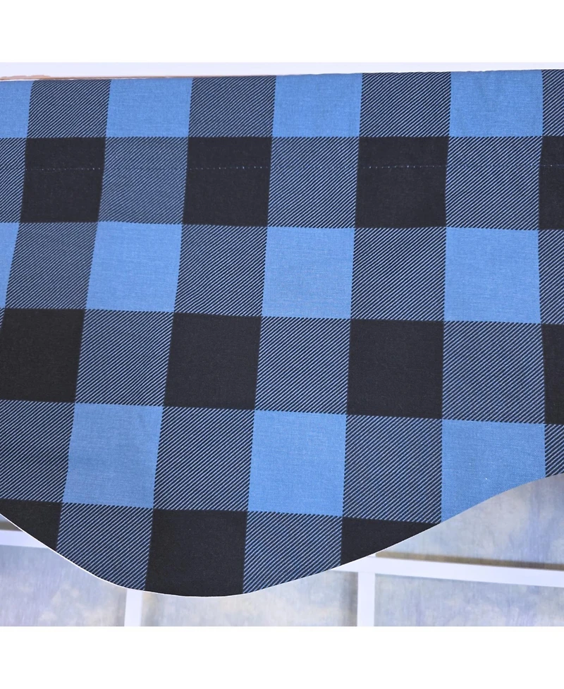 Rlf Home 100% Cotton Barnyard Check Cornice Fully lined Windows Rod Pocket Valance 50" x 17" Blue