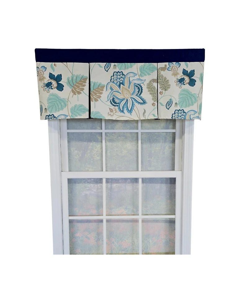 Rlf Home 100% Cotton Samanta Pleated Unlined Windows Rod Pocket Valance 50" x 17" Blue