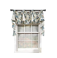 Rlf Home Samanta 3" Tab Top Luxurious and Elegant Window Treatment 3-Scoop Victory Swag 56" x 18" Blue