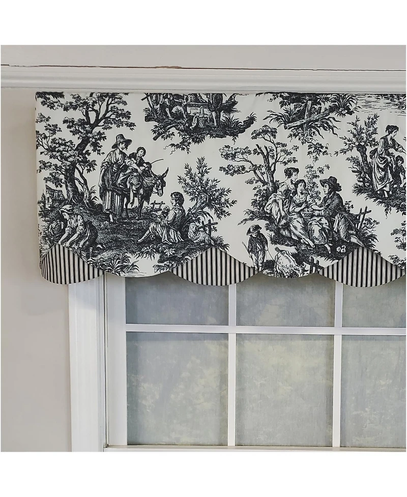 Rlf Home 3" Rod Pocket High Quality Fabric Glory Days Petticoat Valance for Windows 50" x 15" Black