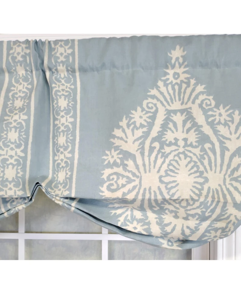 Rlf Home 3" Rod Pocket High Quality Fabric Nora Stationary Balloon Valance for Windows 50" x 23" Blue