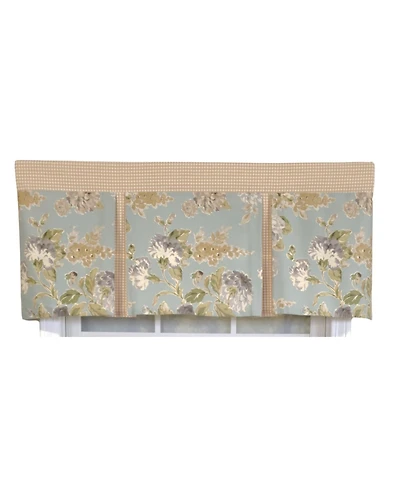 Rlf Home 3" Rod Pocket High Quality Fabric Floral Essence Pleated Valance for Windows 50" x 16" Blue