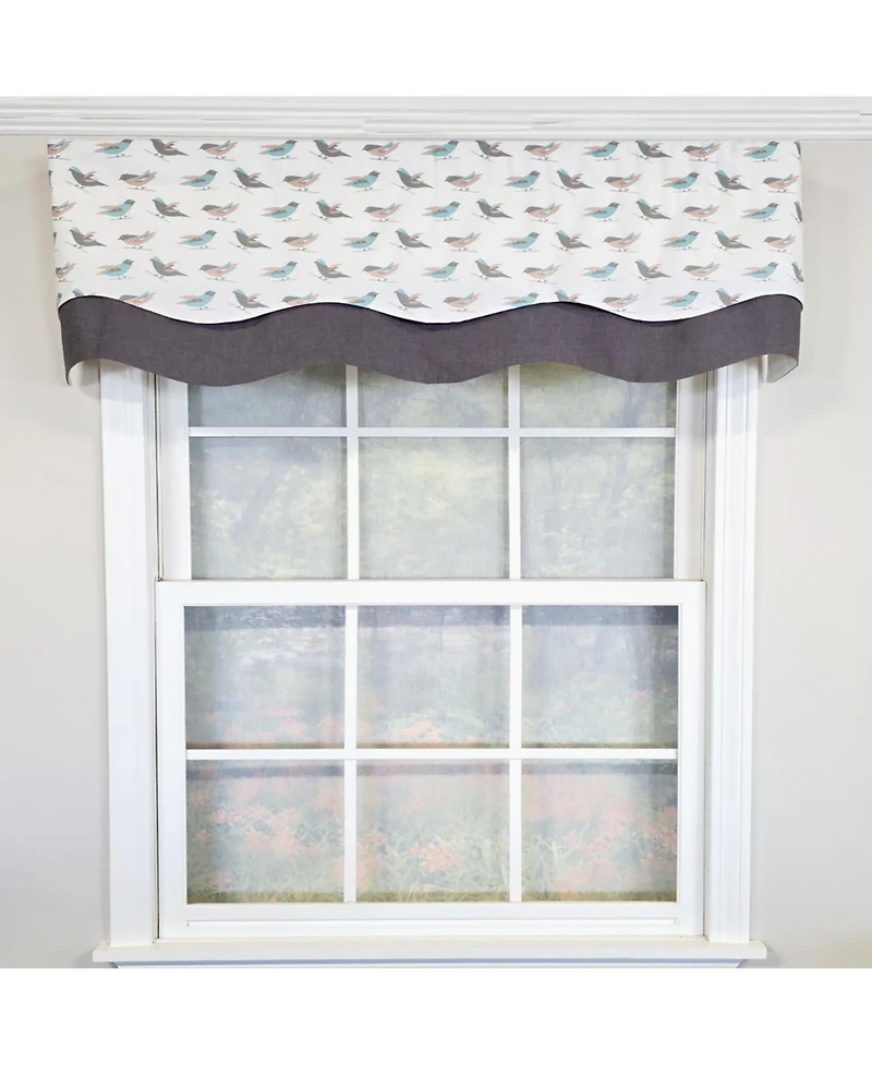 Rlf Home 100% Cotton Avain Glory Fully lined Windows Rod Pocket Valance 50" x 16" Gray