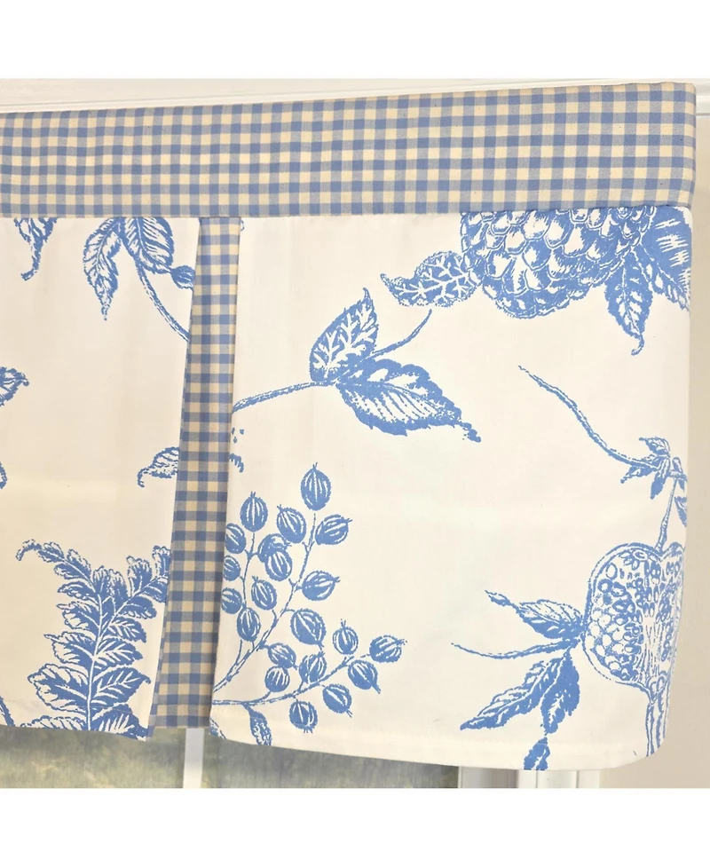 Rlf Home 100% Cotton Natalia Pleated Unlined Windows Rod Pocket Valance 50" x 17" Blue