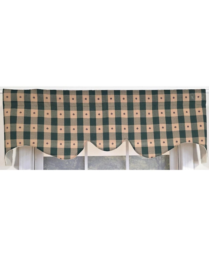Rlf Home 100% PolyesterCollette Squares Shaped Fully lined Windows Rod Pocket Valance 51" x 15" Green