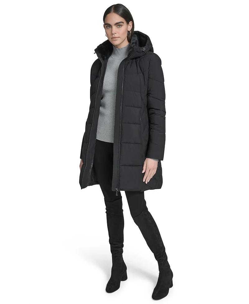 Calvin Klein Women's Collar Hooded Puffer Coat