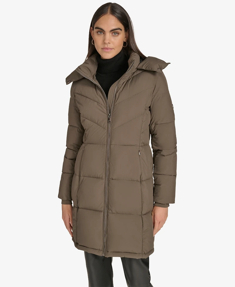 Calvin Klein Women's Hooded Stand Collar Puffer Coat