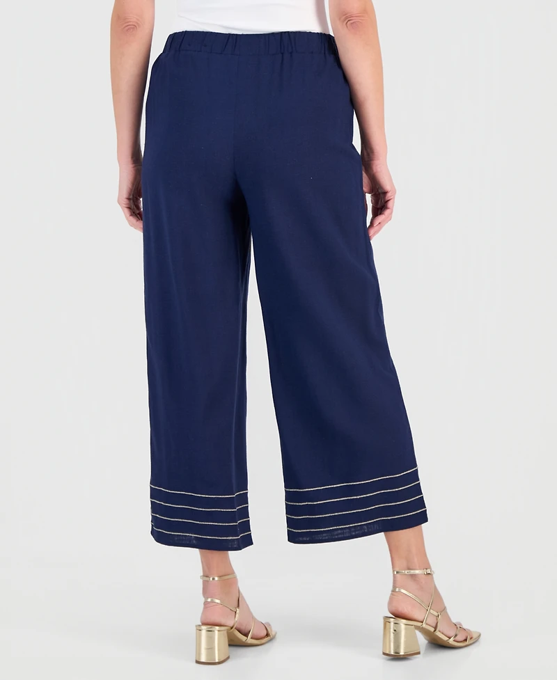 Jm Collection Women's Trapunto Stitch Pull-On Wide-Leg Pants, Macy's Exclusive