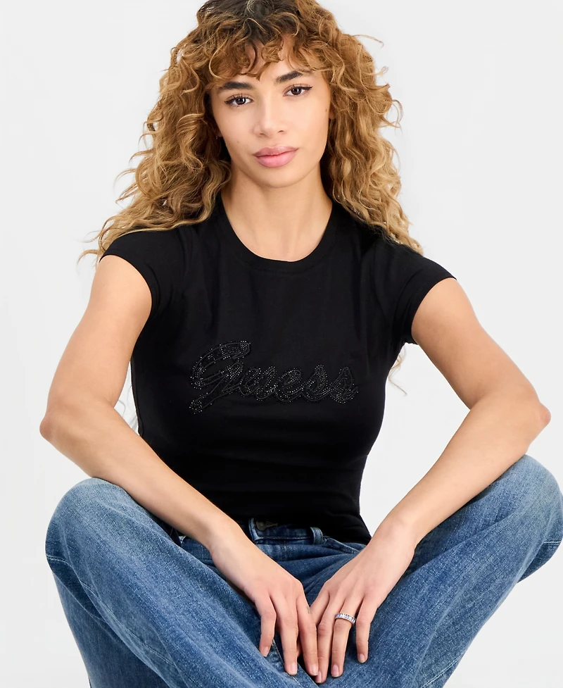 Guess Women's Rhinestone Logo T-Shirt