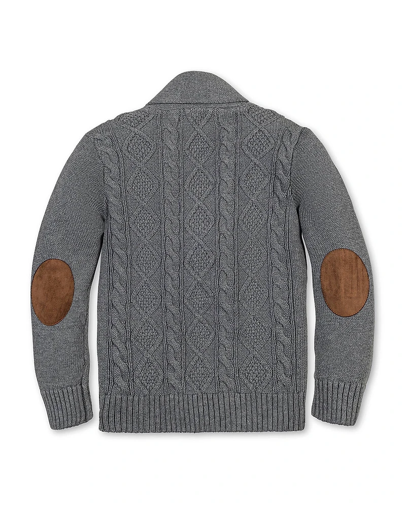 Hope & Henry Boys Organic Shawl Collar Cable Sweater Cardigan