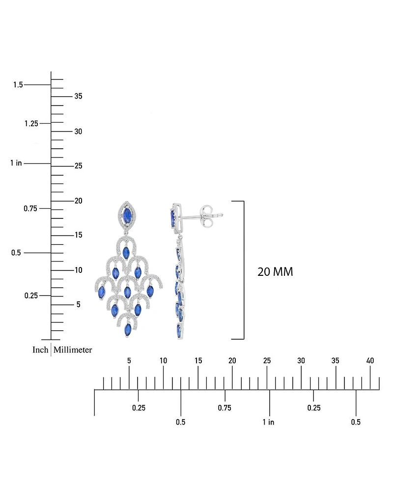 Macy's Blue Sapphire & Diamond Dangling Earrings