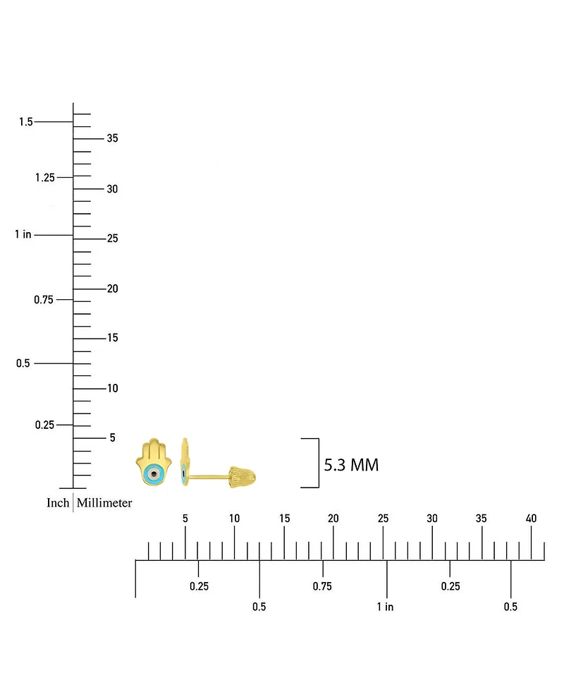 Macy's 14k Yellow Gold Enamel Hamsa Stud Earrings