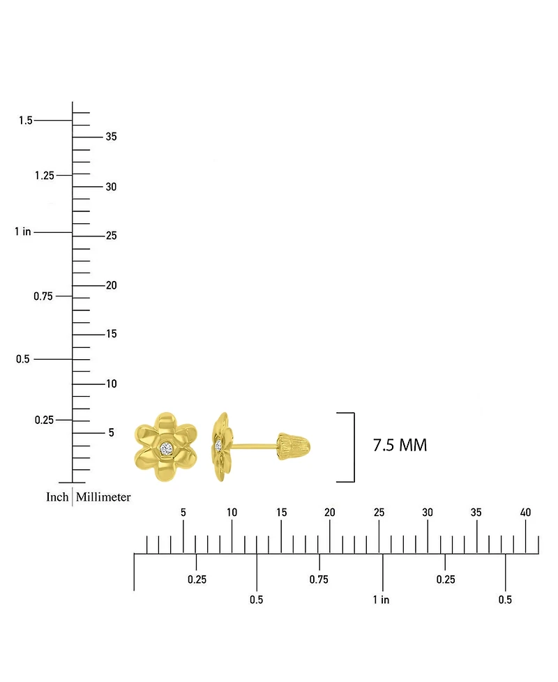 Macy's 14K Yellow Gold Flower Screw Back Stud Earrings