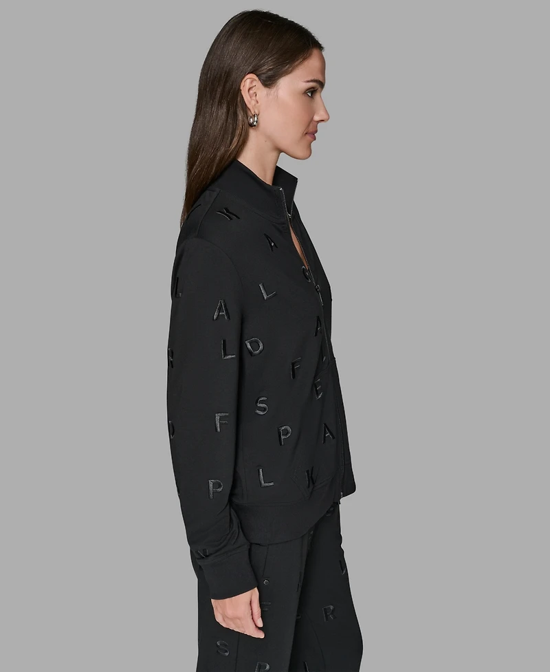 Karl Lagerfeld Paris Women's Logo Detail Long Sleeve Jacket