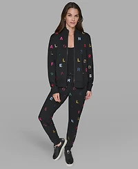 Karl Lagerfeld Paris Women's Logo Detail Long Sleeve Jacket