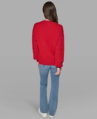 Karl Lagerfeld Paris V-Neck Diamond Pattern Sweater