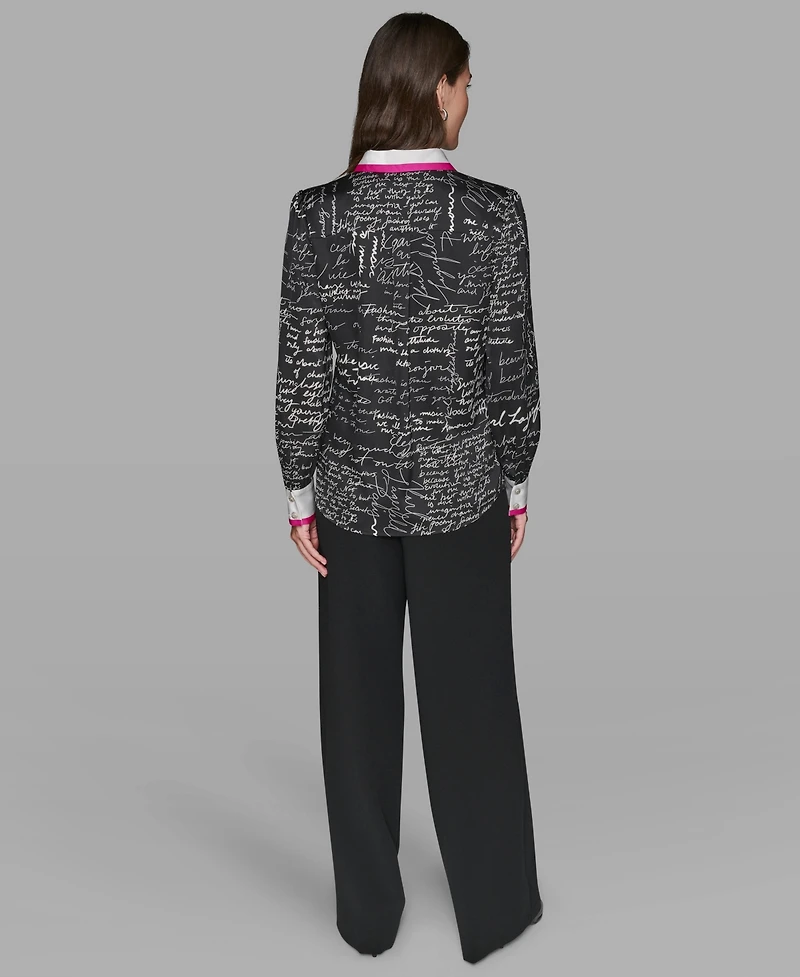 Karl Lagerfeld Paris Women's Script Blouse Top