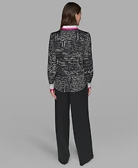 Karl Lagerfeld Paris Women's Script Blouse Top