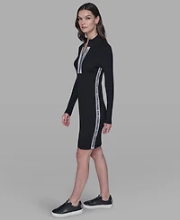 Karl Lagerfeld Paris Women's Logo Sweater Mock Neck Dress
