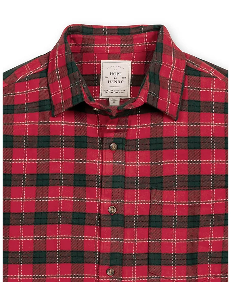 Hope & Henry Men's Organic Long Sleeve Flannel Button Down Shirt