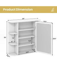 Gymax Bathroom White finish Multipurpose Mount Wall Surface Storage Cabinet Mirror