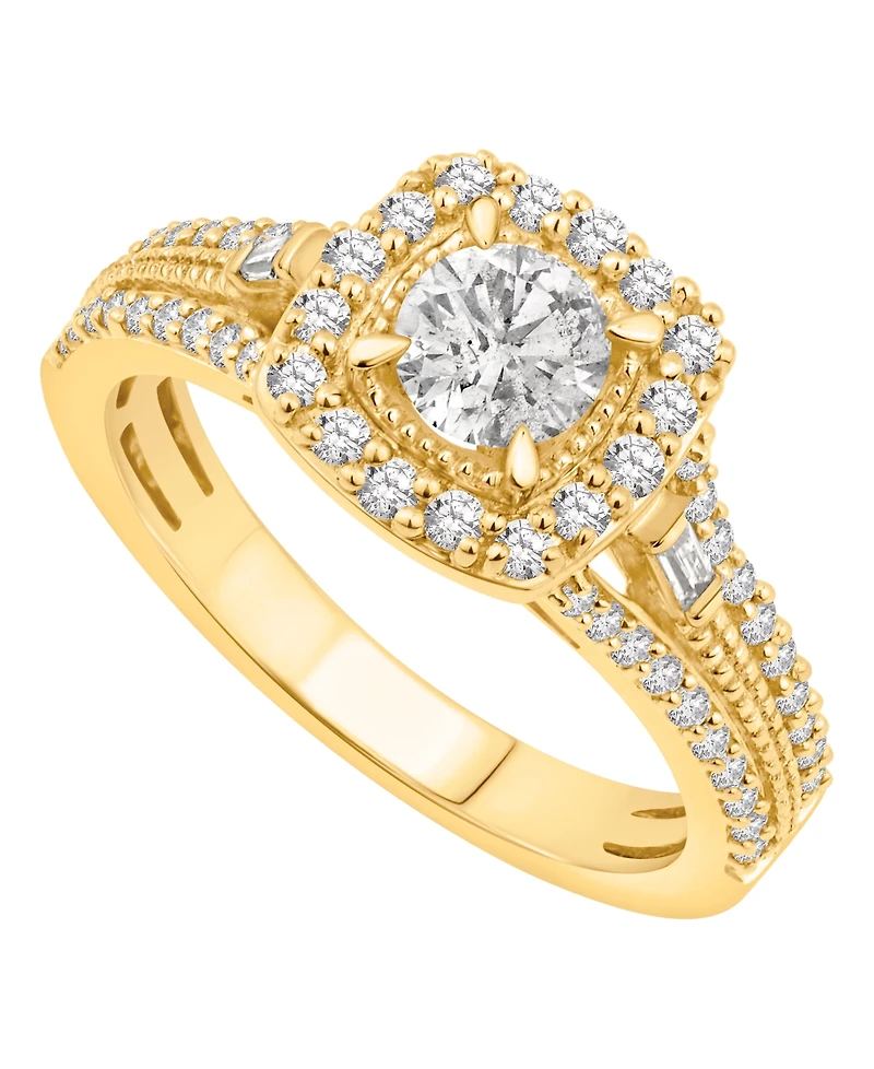 Macy's Diamond Halo Engagement Ring (7/8 ct. t.w.) in 14K Yellow Gold