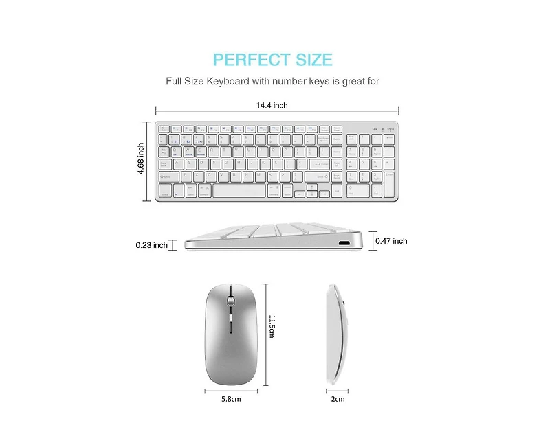 risokeys 2.4G Wireless Keyboard and Mouse Combo - Dual-mode keyboard & Bluetooth mouse for Laptop, Desktop