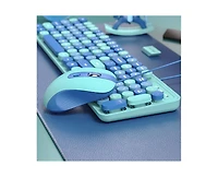 Risokeys Wireless Keyboard And Mouse Set – Silent Typing, Retro Round Keys, Battery Operated, 2.4G Connection, Blue