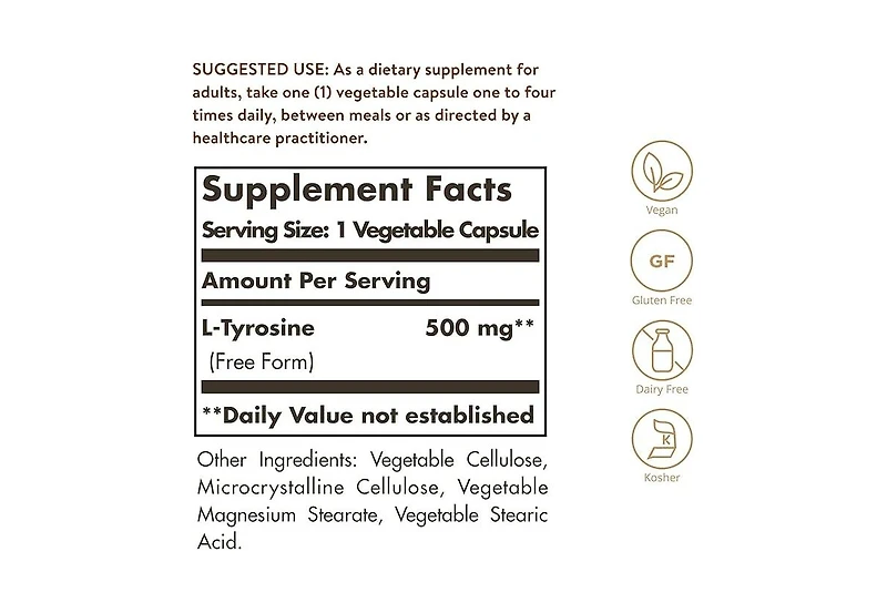 Solgar L-Tyrosine ,500 mg ,100 V Caps
