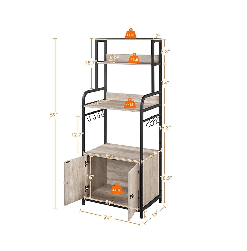 Yaheetech Metal Multilayered Gray Microwave Stand