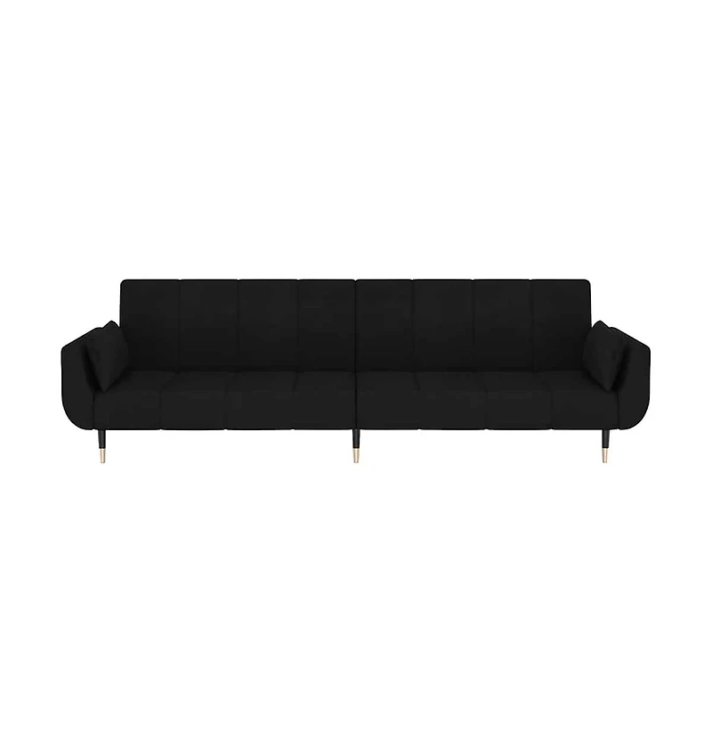 vidaXL 2-Seater Sofa Bed with Two Pillows Black Velvet