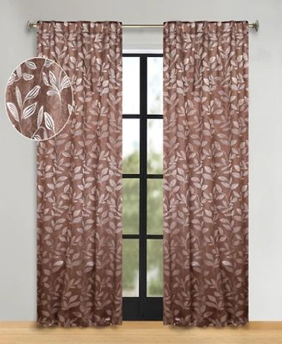 Superior Washable Leaves Room Darkening Back Tab Curtains