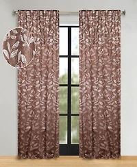Superior Washable Leaves Room Darkening Back Tab Curtains